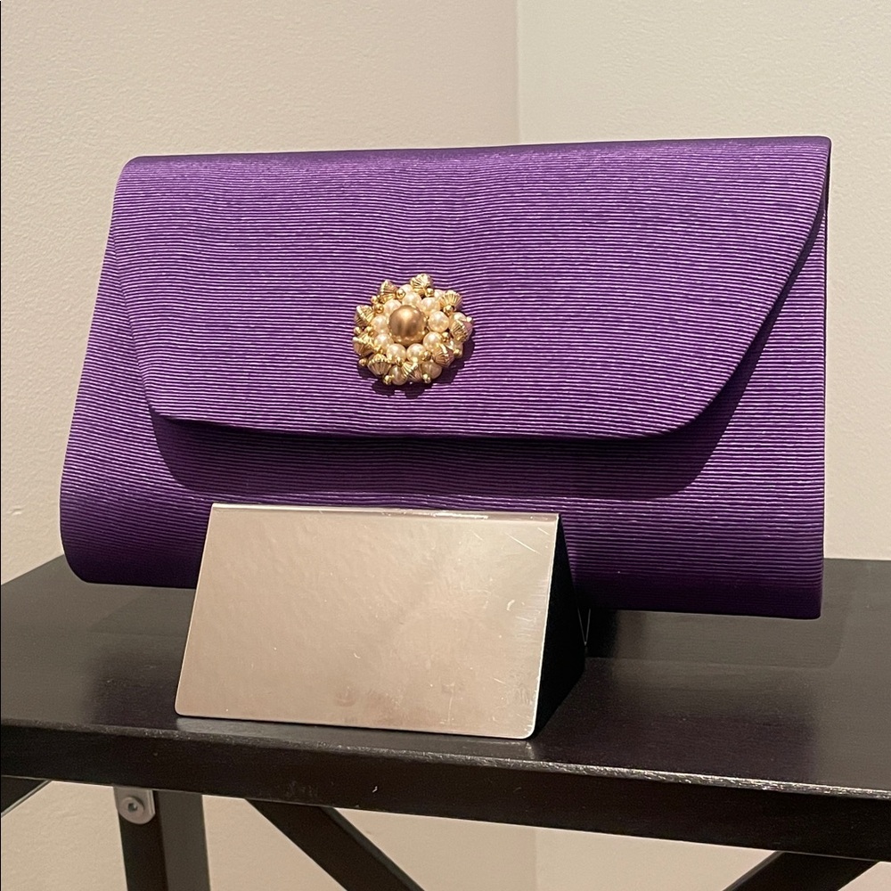 Chic Purple Clutch with Gold Embellishment